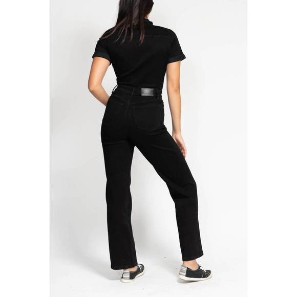NEW JUDY BLUE high waist tummy control straight jeans jumpsuit in black - Picture 4 of 6